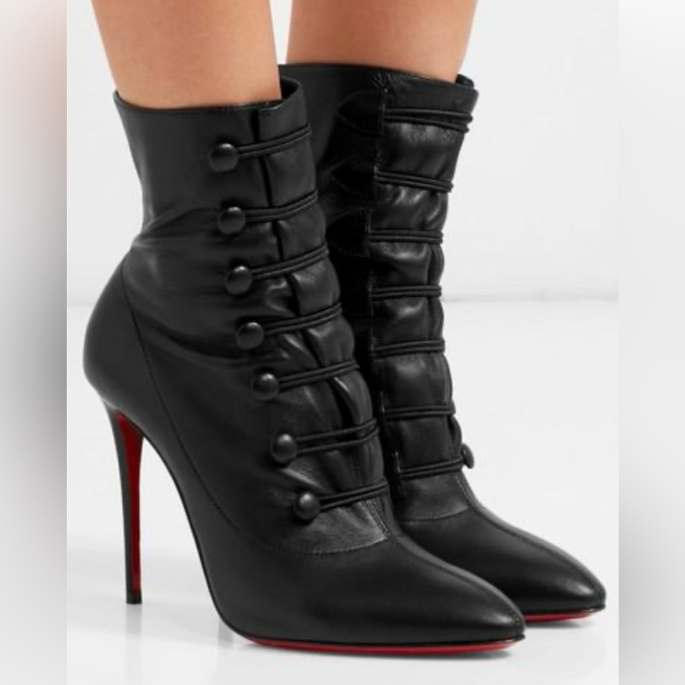 Christian Louboutin Black Leather Booties heels- size 8 1/2
